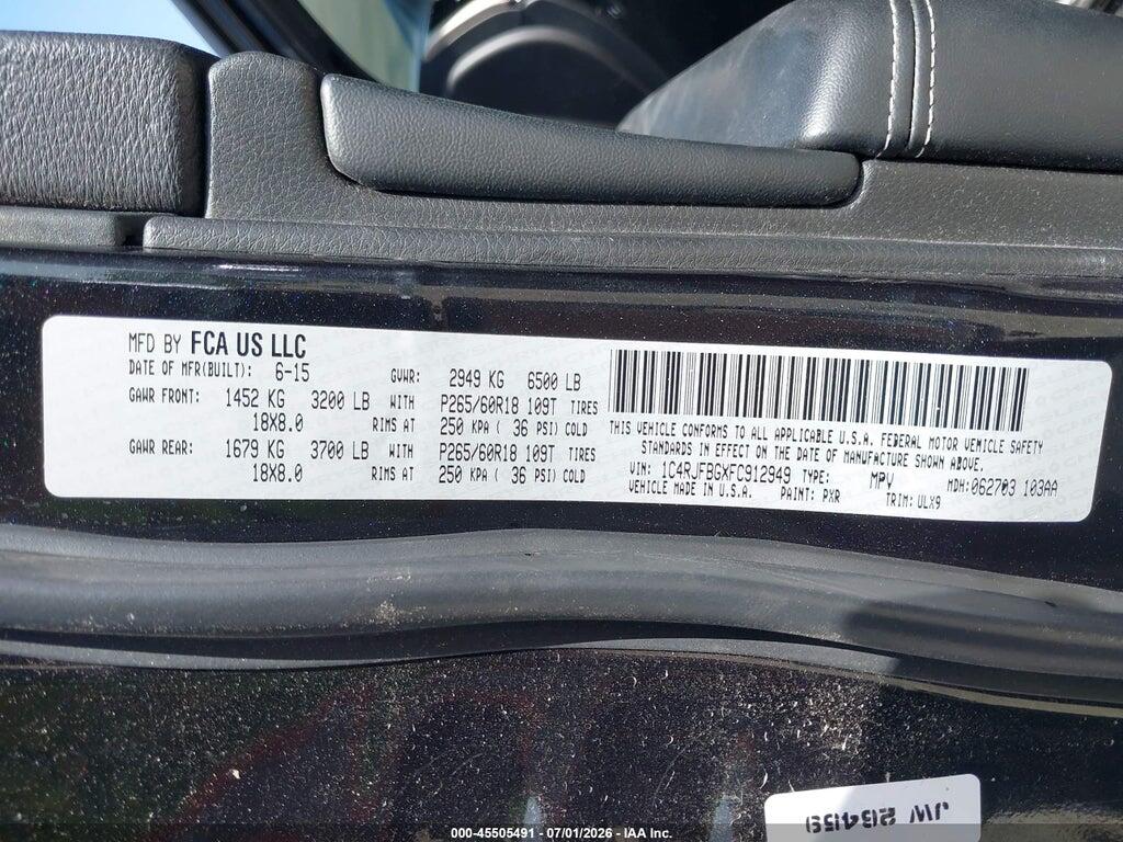 1C4RJFBGXFC912949 2015 JEEP GRAND CHEROKEE photo no. 9