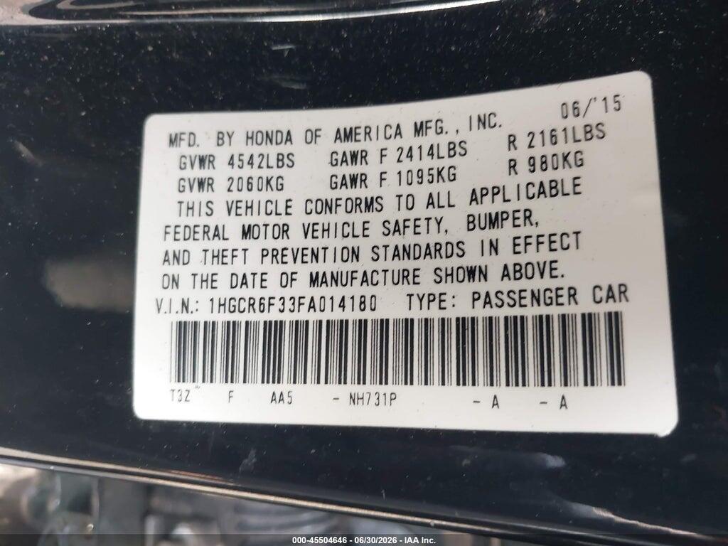 1HGCR6F33FA014180 2015 HONDA ACCORD HYBRID photo no. 9