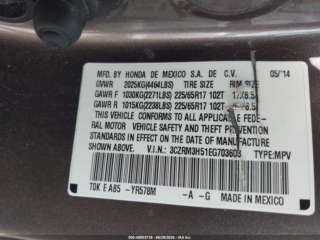 3CZRM3H51EG703603 2014 HONDA CR-V photo no. 9