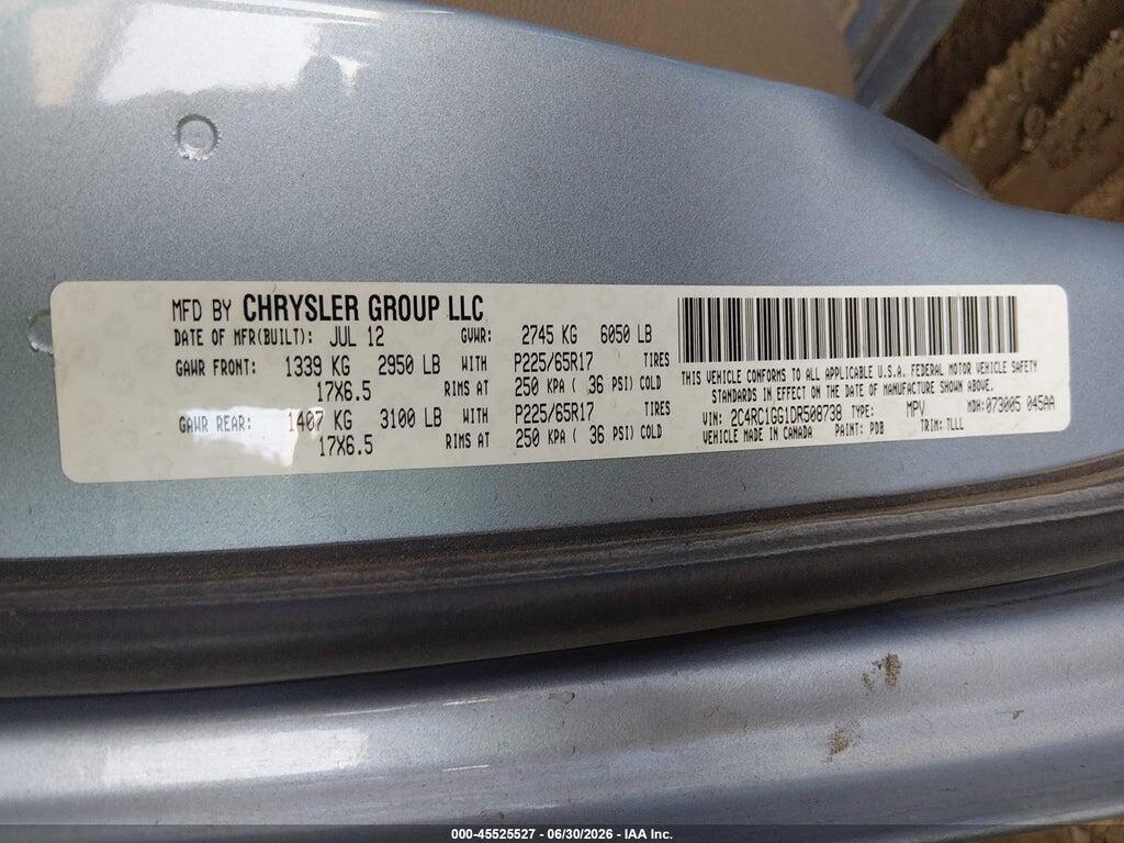 2C4RC1GG1DR508738 2013 CHRYSLER TOWN & COUNTRY photo no. 9