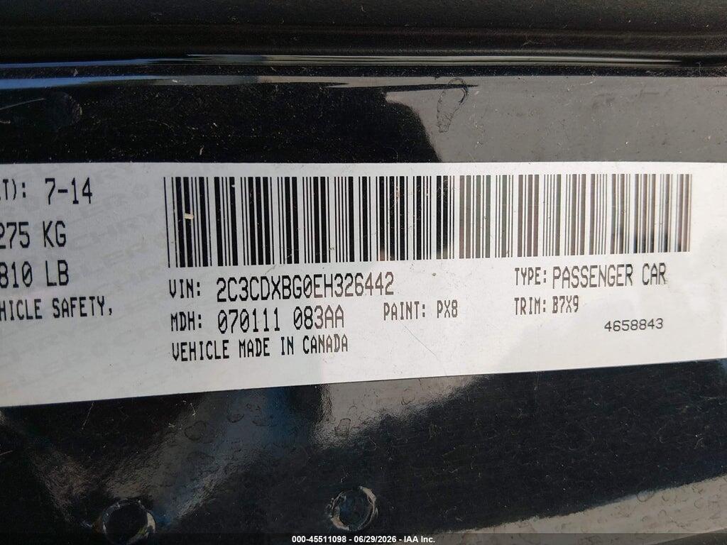 2C3CDXBG0EH326442 2014 DODGE CHARGER photo no. 9