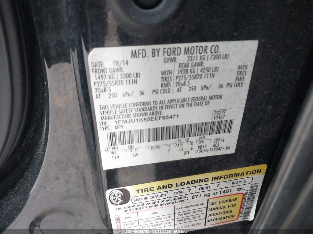 1FMJU1K55EEF65471 2014 FORD EXPEDITION photo no. 9