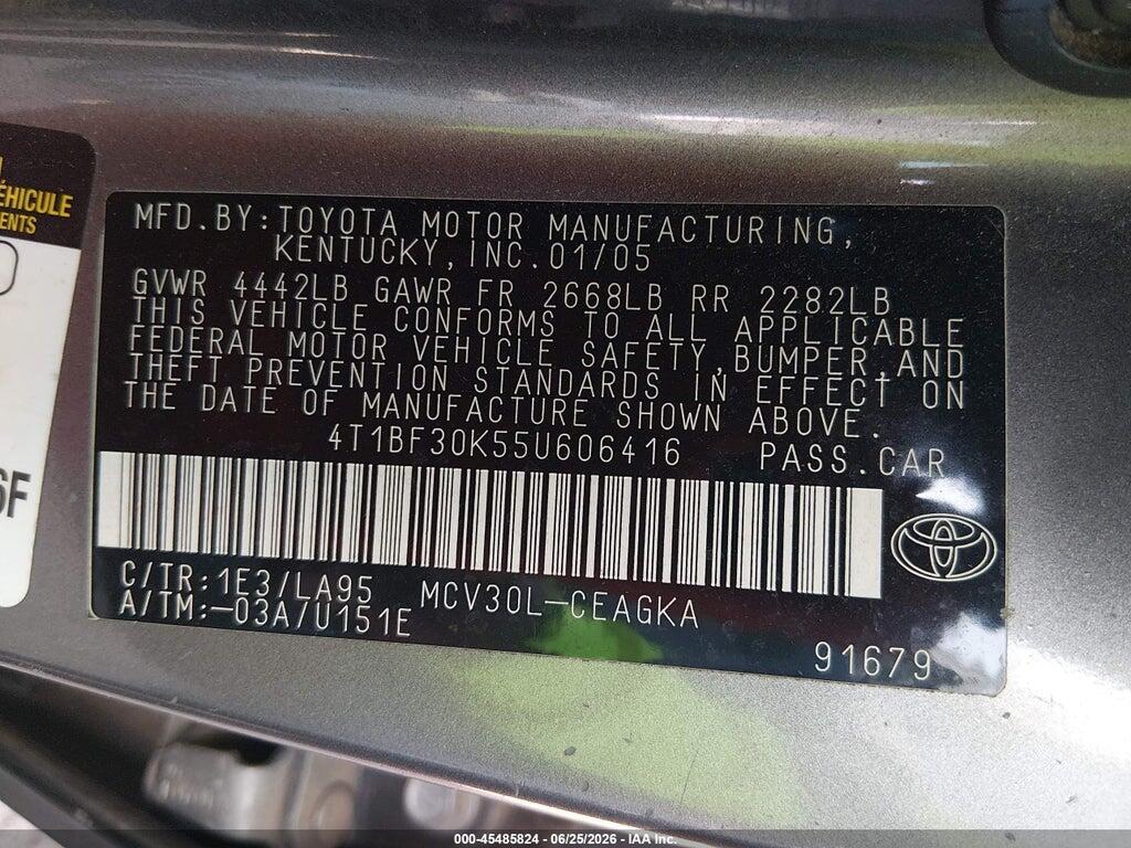 4T1BF30K55U606416 2005 TOYOTA CAMRY photo no. 9