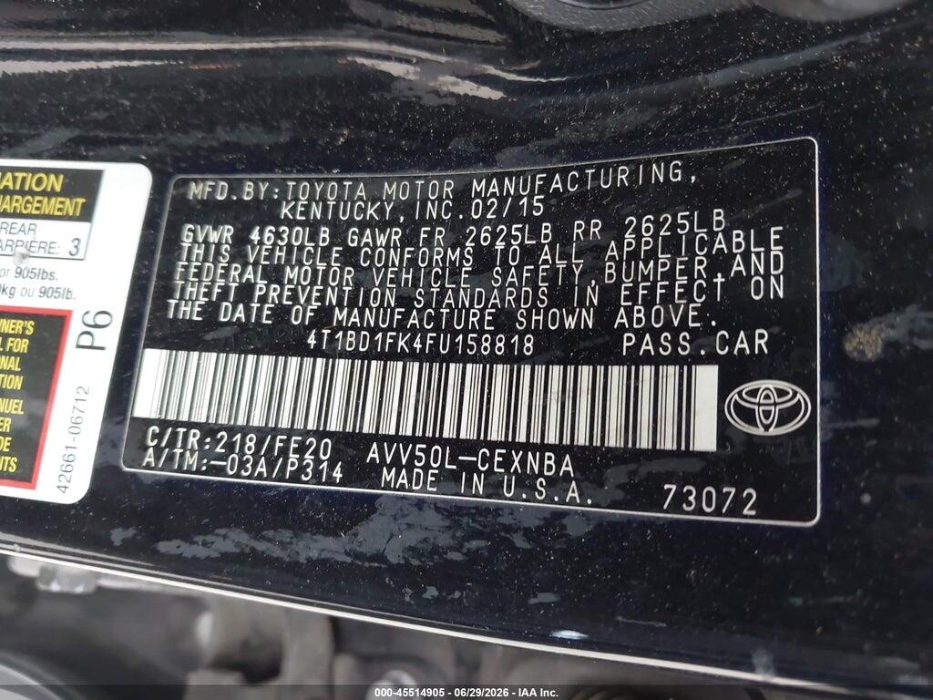 4T1BD1FK4FU158818 2015 TOYOTA CAMRY HYBRID photo no. 9