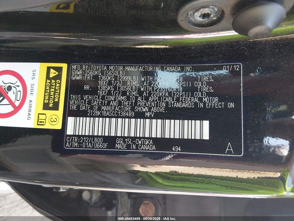 2T2BK1BA5CC138489 2012 LEXUS RX 350 photo no. 9