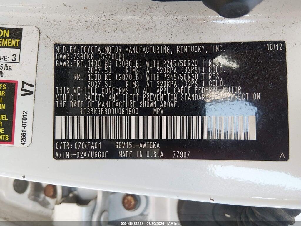 4T3BK3BB0DU081800 2013 TOYOTA VENZA photo no. 9