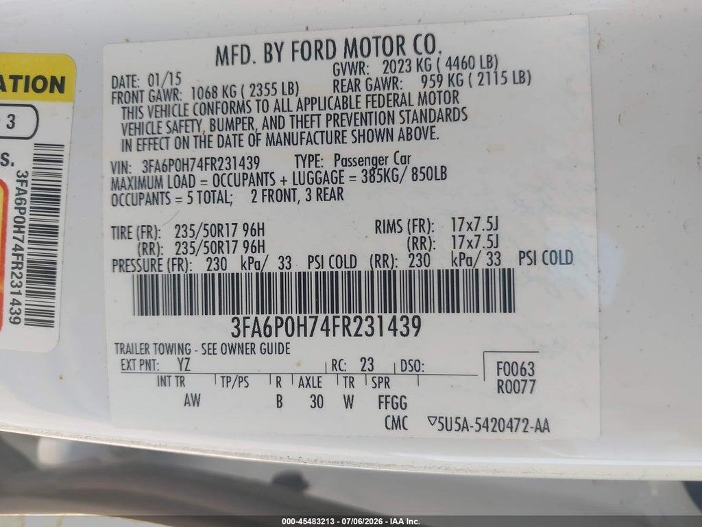 3FA6P0H74FR231439 2015 FORD FUSION photo no. 9
