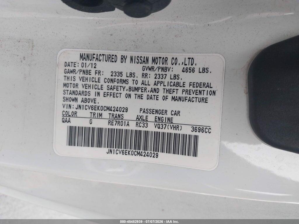 JN1CV6EK0CM424029 2012 INFINITI G37 photo no. 9