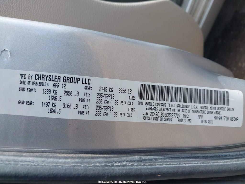 2C4RC1BG3CR327727 2012 CHRYSLER TOWN & COUNTRY photo no. 9