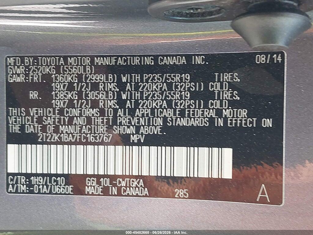 2T2ZK1BA7FC163767 2015 LEXUS RX 350 photo no. 9