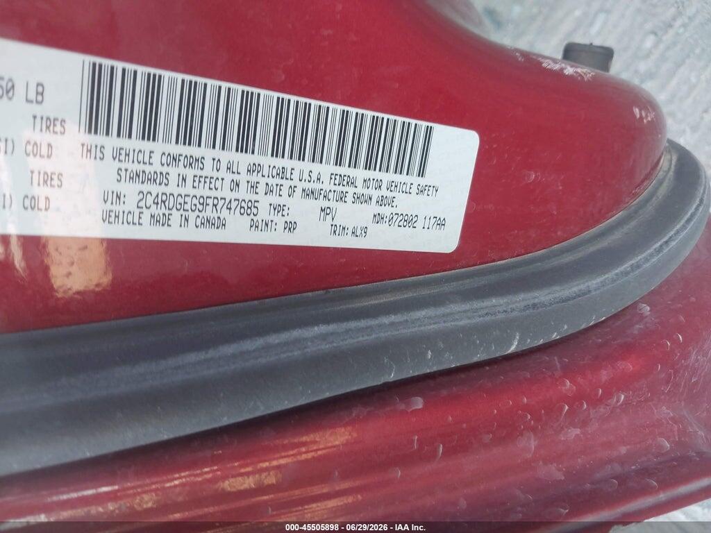 2C4RDGEG9FR747685 2015 DODGE GRAND CARAVAN photo no. 9