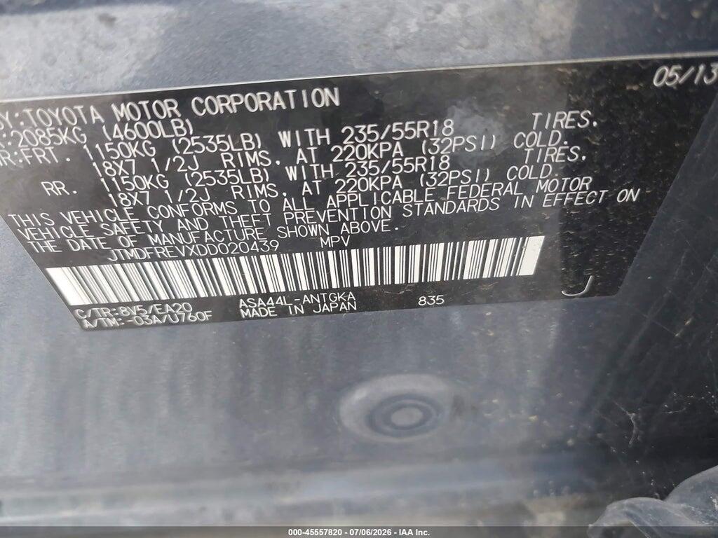 JTMDFREVXDD020439 2013 TOYOTA RAV4 photo no. 9