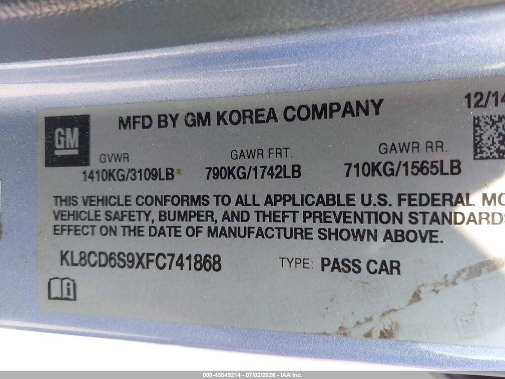 KL8CD6S9XFC741868 2015 CHEVROLET SPARK photo no. 9