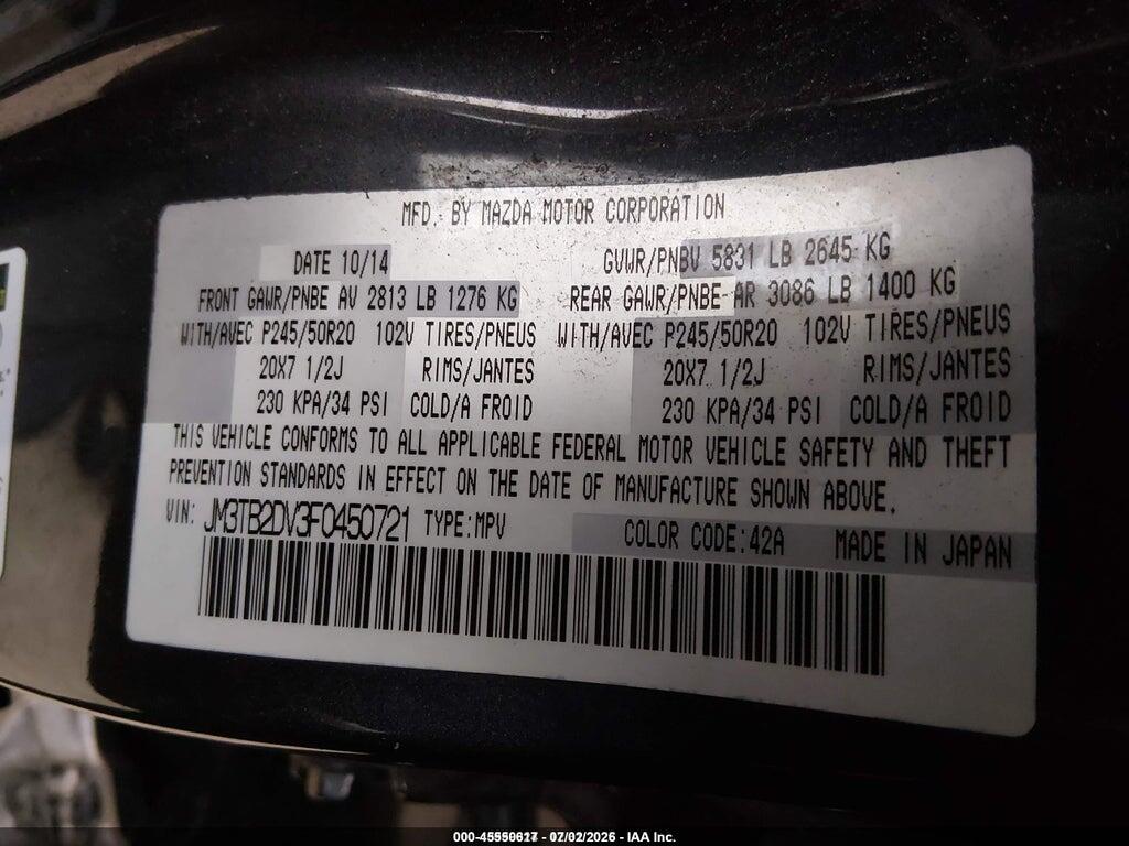 JM3TB2DV3F0450721 2015 MAZDA CX-9 photo no. 9