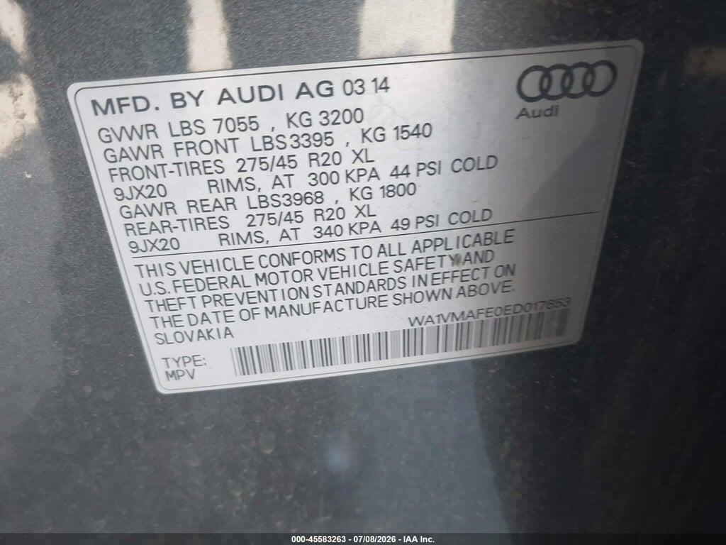 WA1VMAFE0ED017653 2014 AUDI Q7 photo no. 9