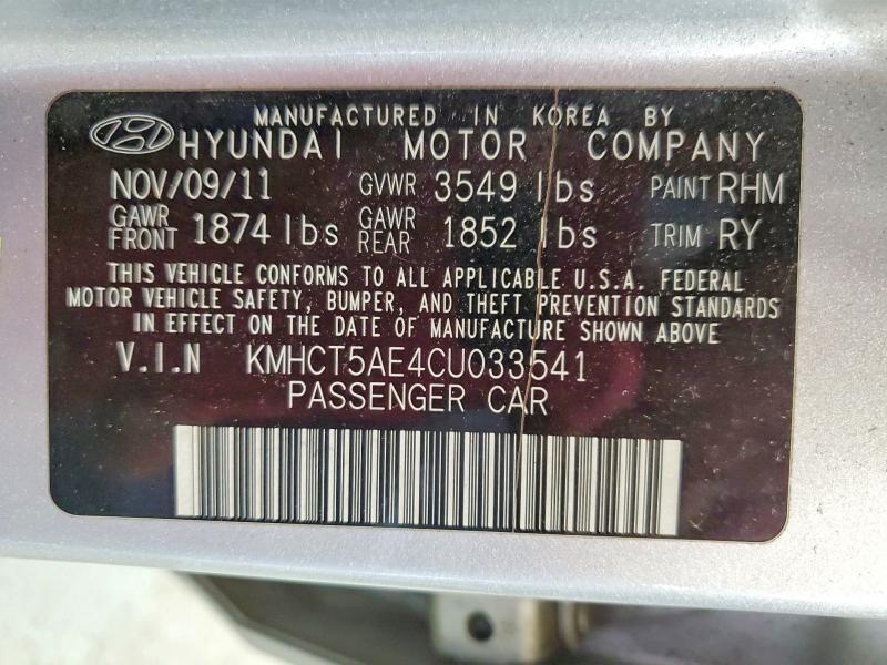 KMHCT5AE4CU033541 2012 HYUNDAI ACCENT photo no. 12
