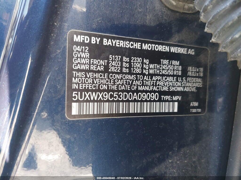 5UXWX9C53D0A09090 2013 BMW X3 photo no. 9
