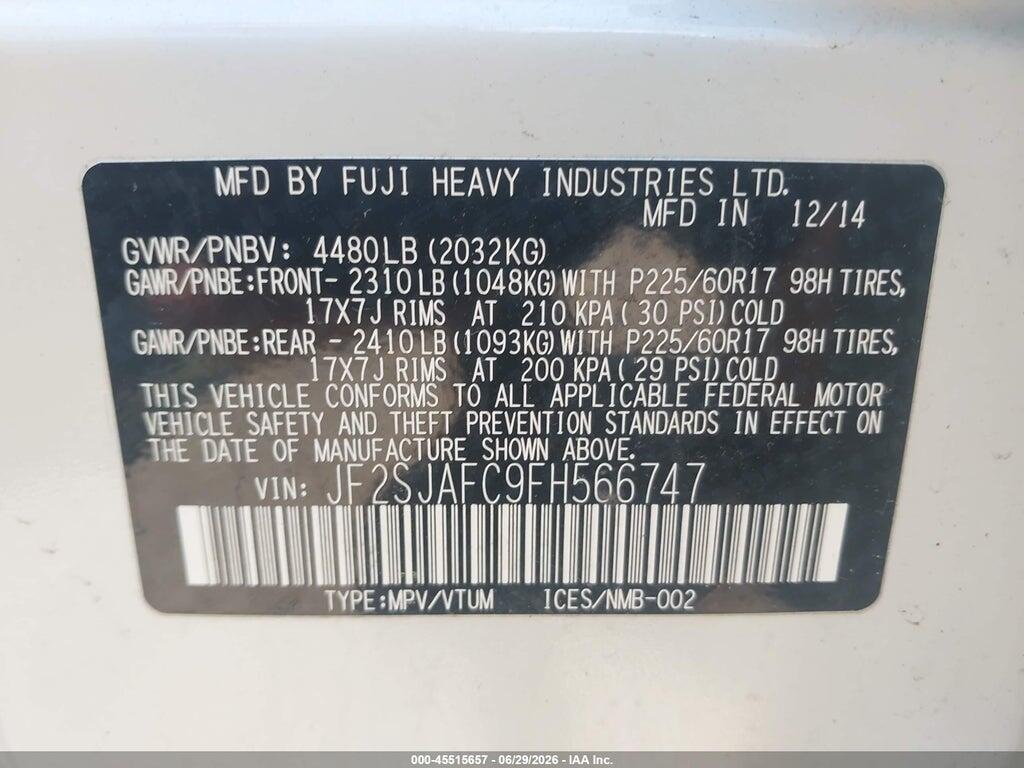JF2SJAFC9FH566747 2015 SUBARU FORESTER photo no. 9