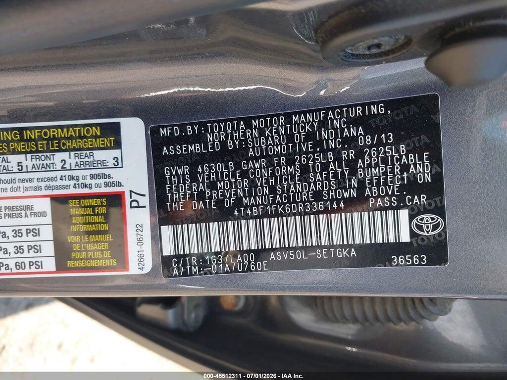 4T4BF1FK6DR336144 2013 TOYOTA CAMRY photo no. 9