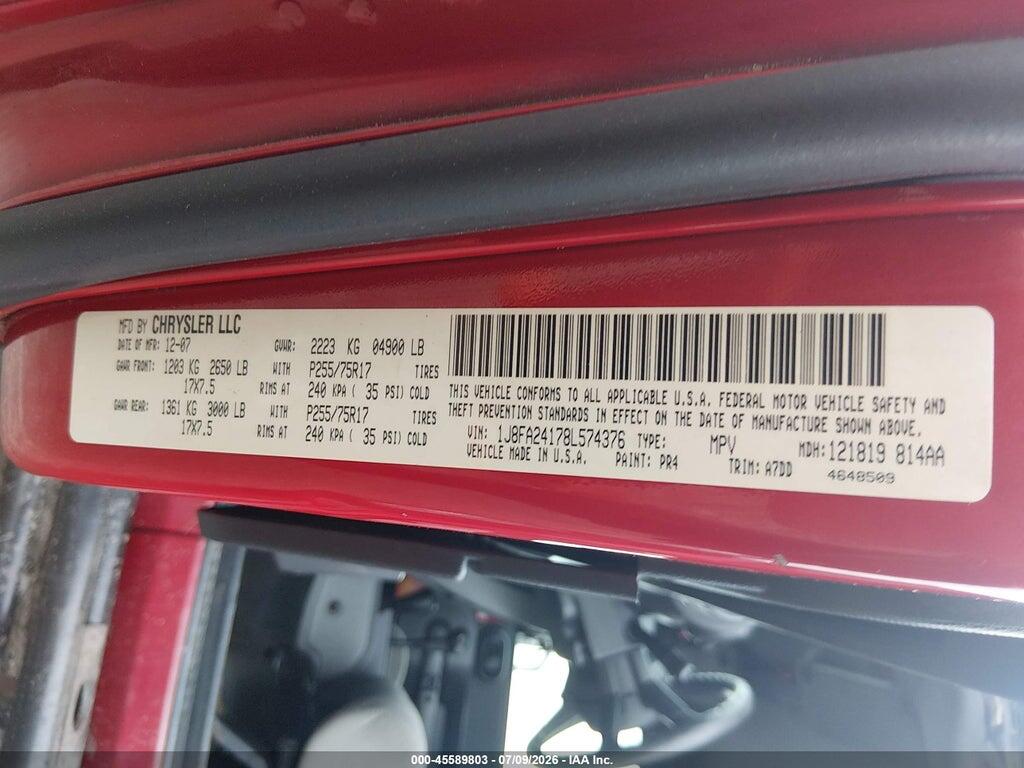 1J8FA24178L574376 2008 JEEP WRANGLER photo no. 9