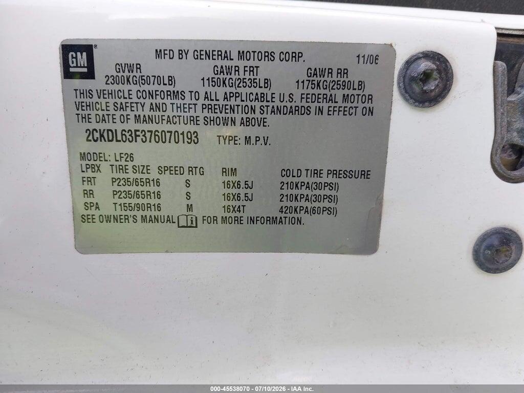 2CKDL63F376070193 2007 PONTIAC TORRENT photo no. 9