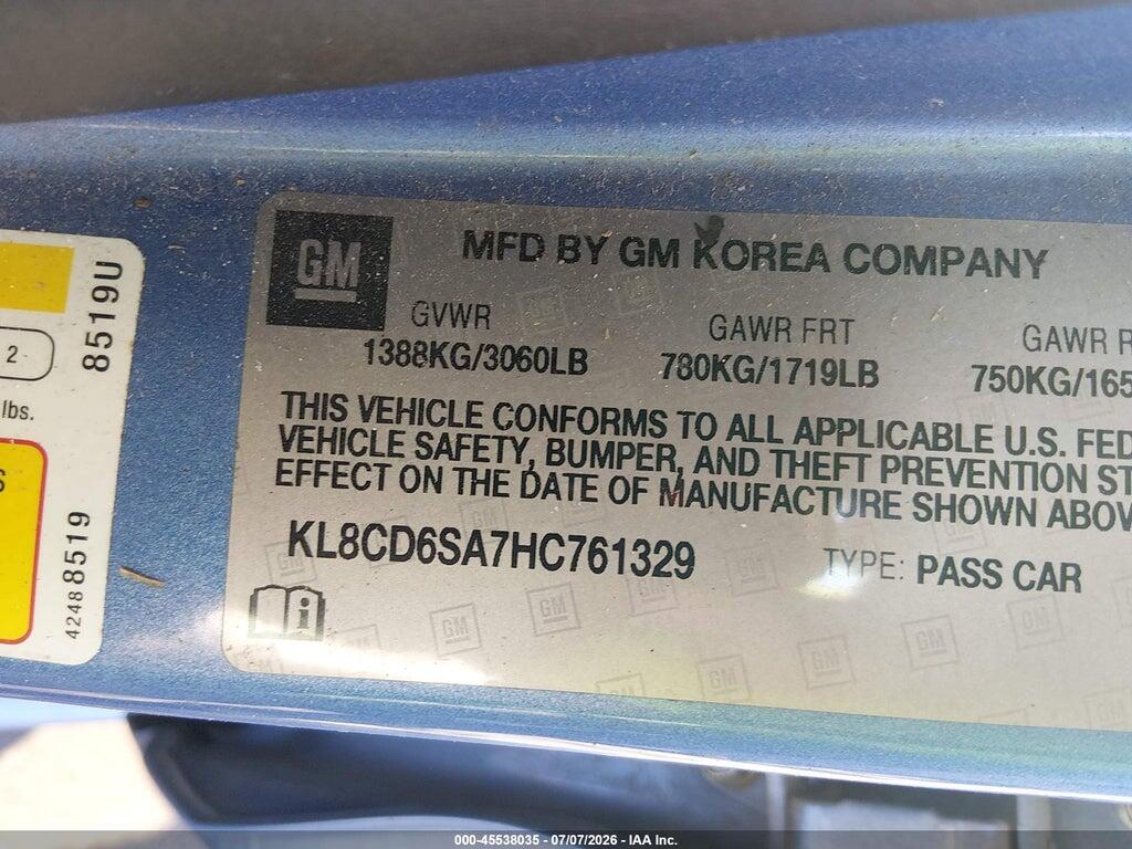 KL8CD6SA7HC761329 2017 CHEVROLET SPARK photo no. 9