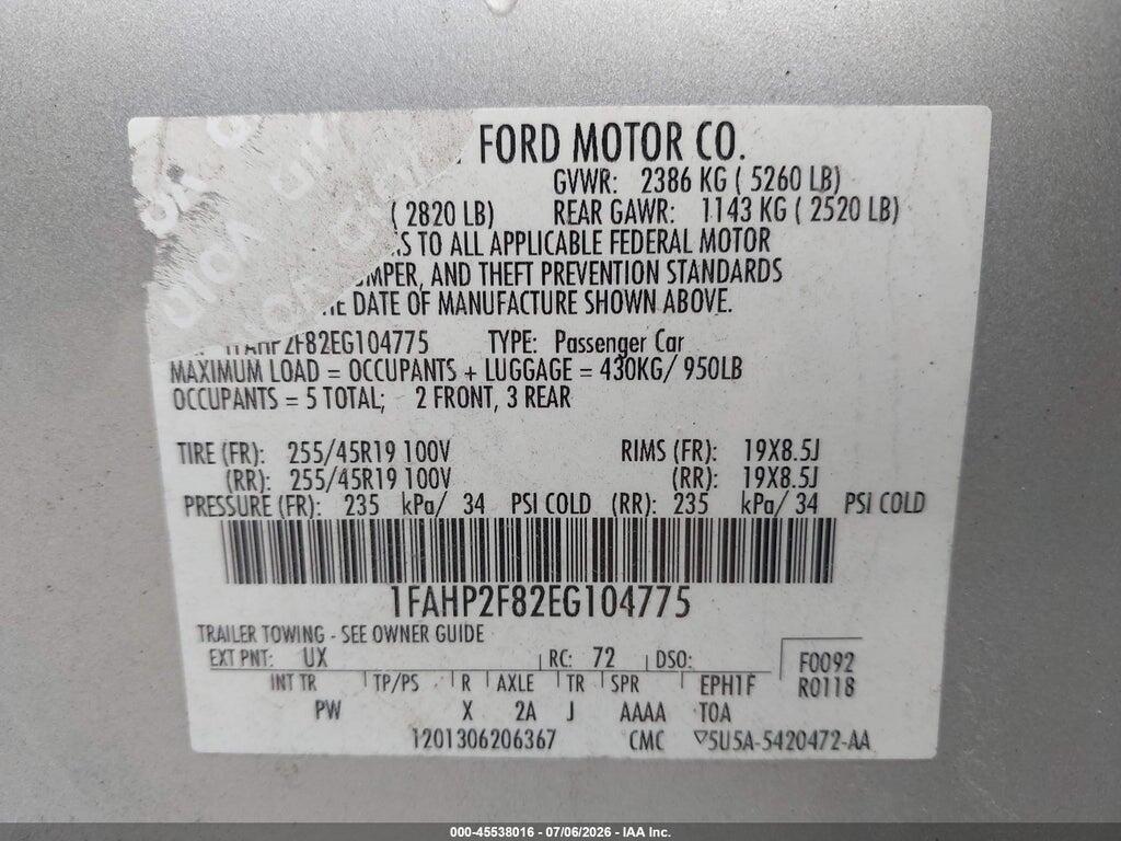 1FAHP2F82EG104775 2014 FORD TAURUS photo no. 9