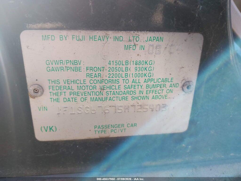 JF1SG67675H725403 2005 SUBARU FORESTER photo no. 9