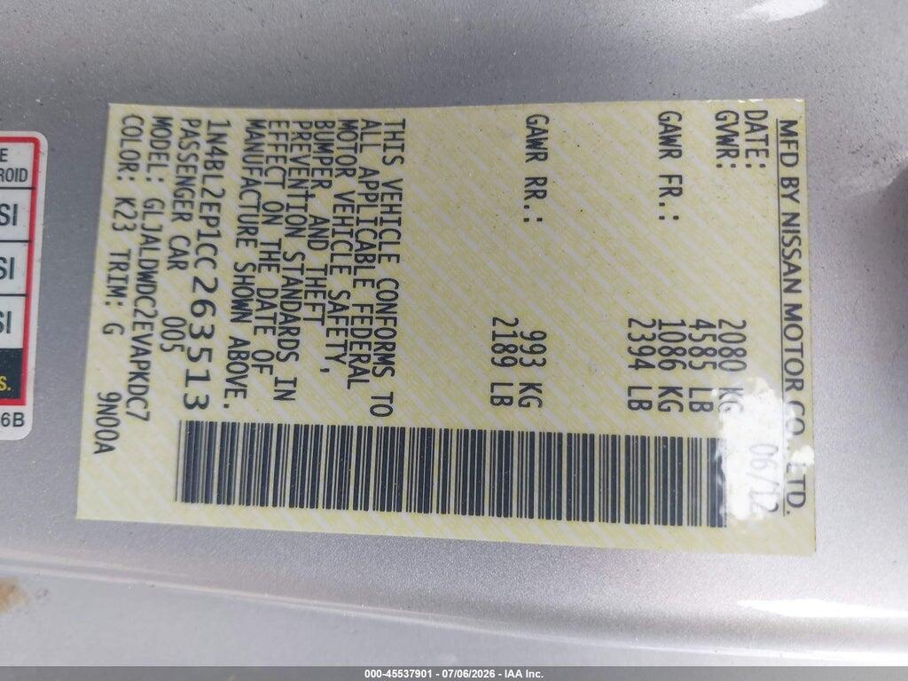 1N4BL2EP1CC263513 2012 NISSAN ALTIMA photo no. 9