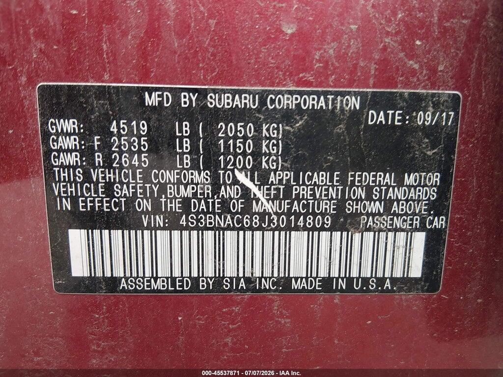 4S3BNAC68J3014809 2018 SUBARU LEGACY photo no. 9