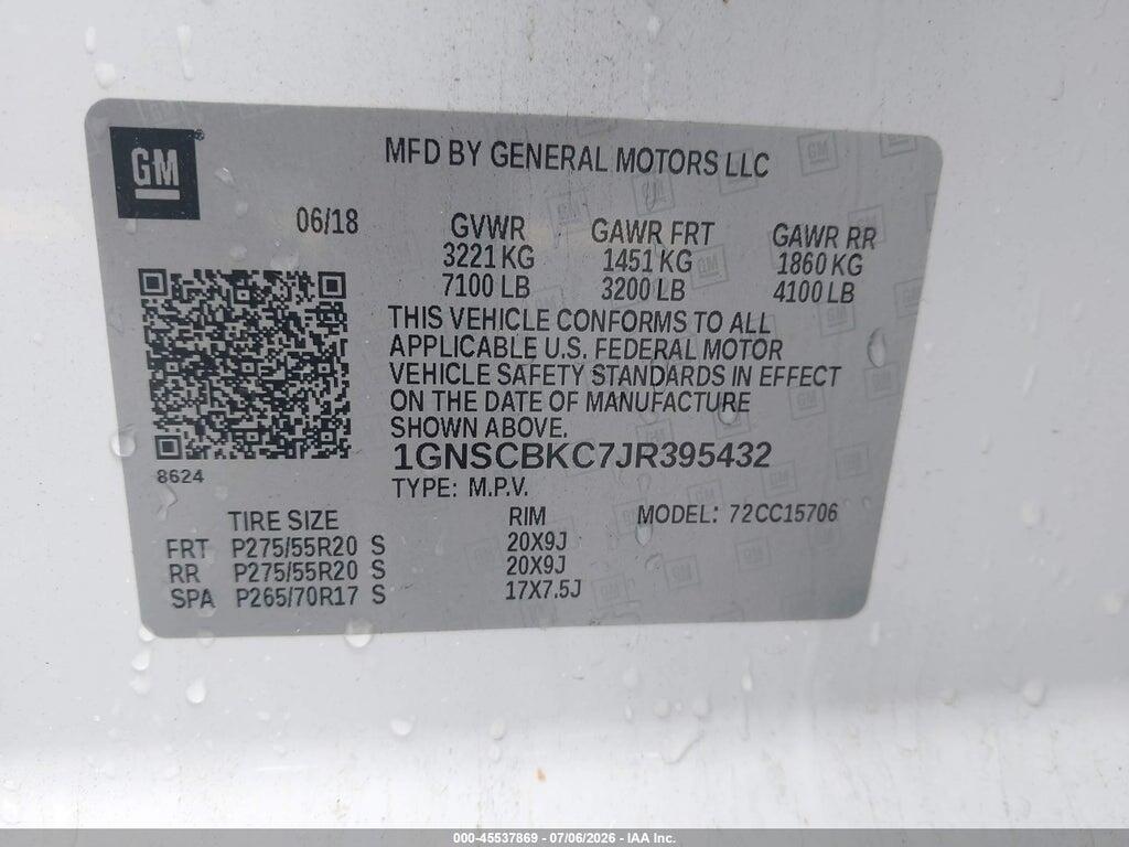 1GNSCBKC7JR395432 2018 CHEVROLET TAHOE photo no. 9