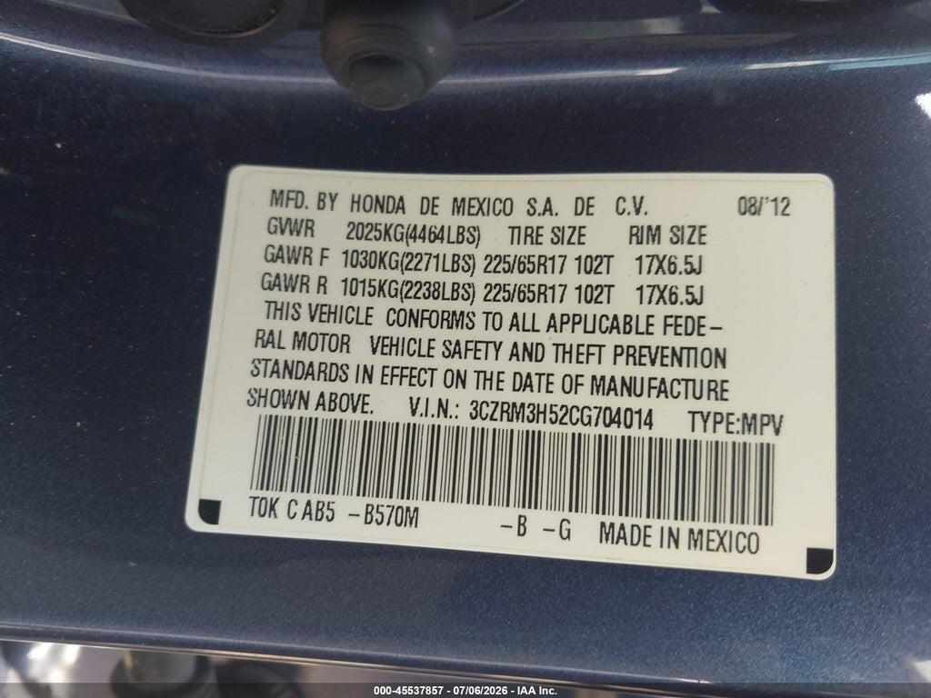 3CZRM3H52CG704014 2012 HONDA CR-V photo no. 9