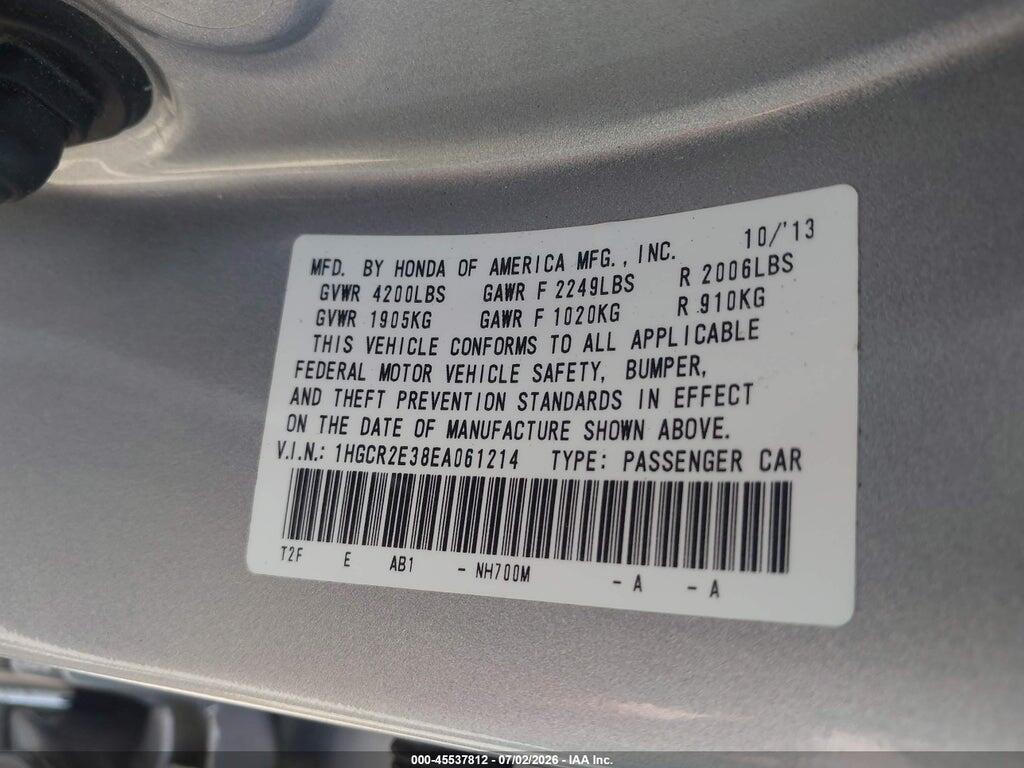 1HGCR2E38EA061214 2014 HONDA ACCORD photo no. 9