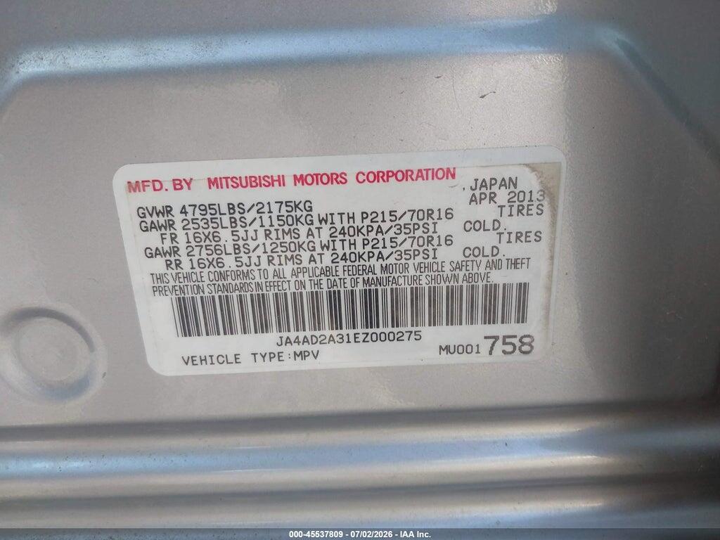 JA4AD2A31EZ000275 2014 MITSUBISHI OUTLANDER photo no. 9