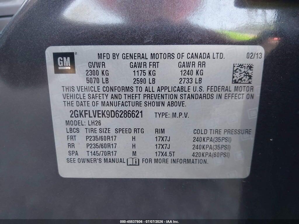 2GKFLVEK9D6286621 2013 GMC TERRAIN photo no. 9