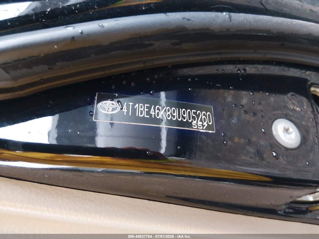 4T1BE46K89U905260 2009 TOYOTA CAMRY photo no. 9