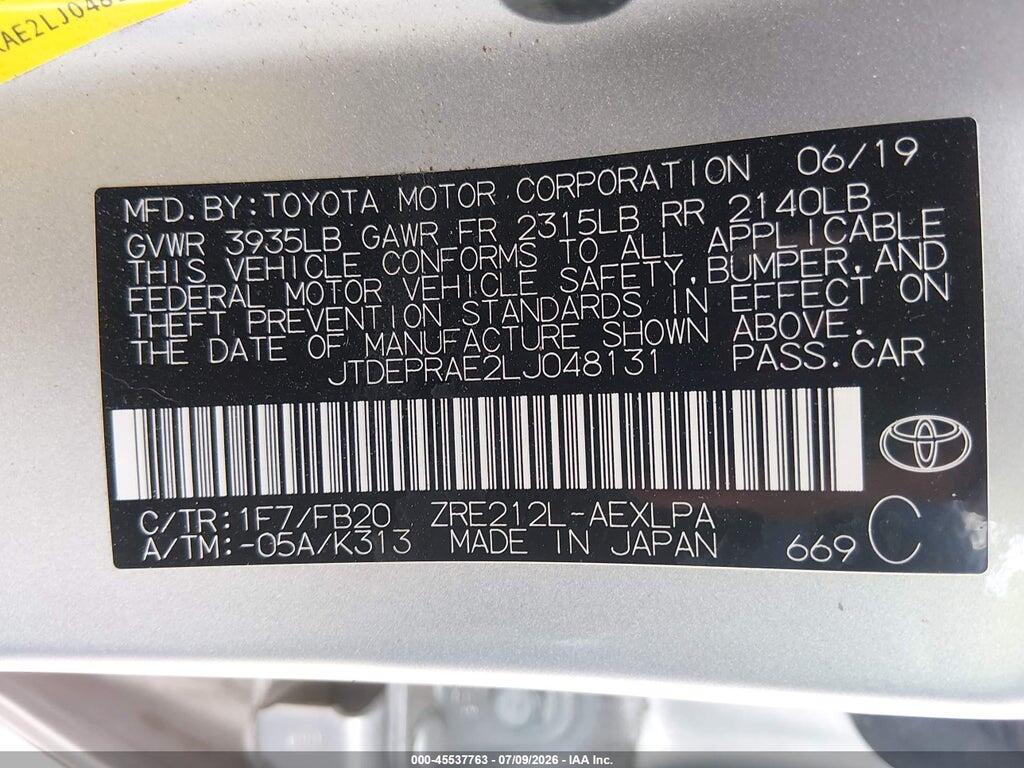 JTDEPRAE2LJ048131 2020 TOYOTA COROLLA photo no. 9