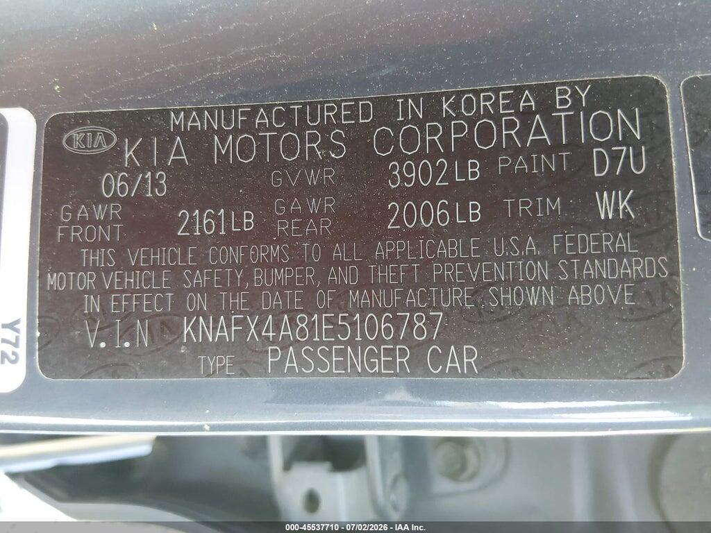 KNAFX4A81E5106787 2014 KIA FORTE photo no. 9