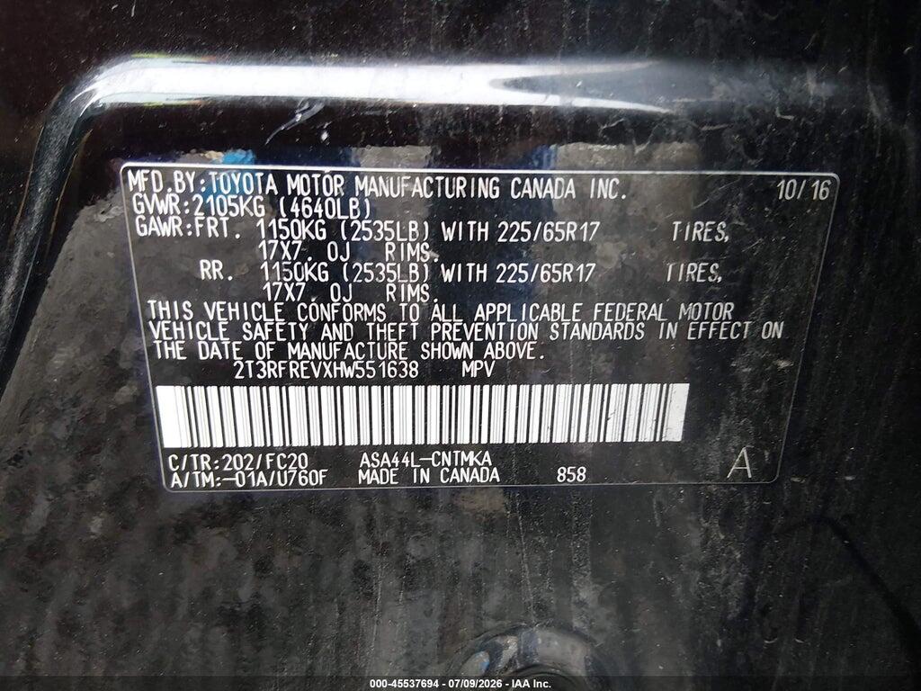 2T3RFREVXHW551638 2017 TOYOTA RAV4 photo no. 9