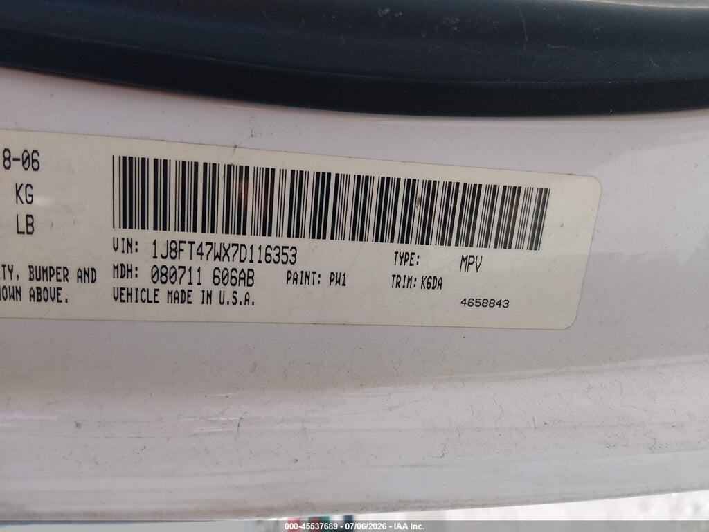 1J8FT47WX7D116353 2007 JEEP COMPASS photo no. 9