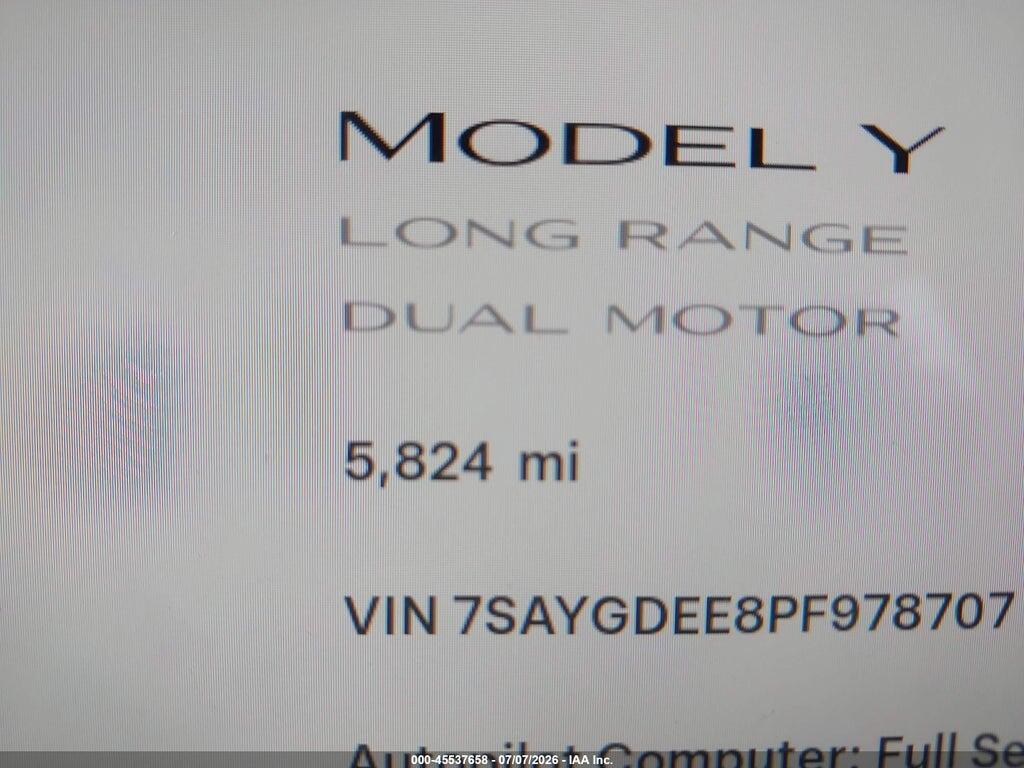 7SAYGDEE8PF978707 2023 TESLA MODEL Y photo no. 7