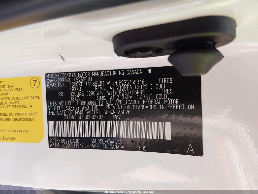 2T2HK31U88C082797 2008 LEXUS RX 350 photo no. 9
