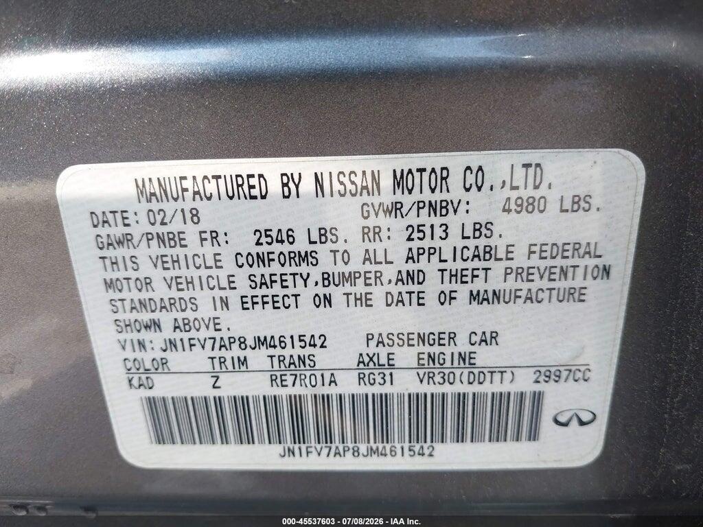 JN1FV7AP8JM461542 2018 INFINITI Q50 photo no. 9