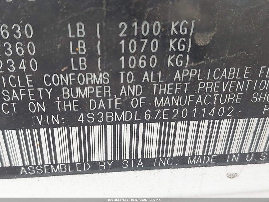 4S3BMDL67E2011402 2014 SUBARU LEGACY photo no. 9