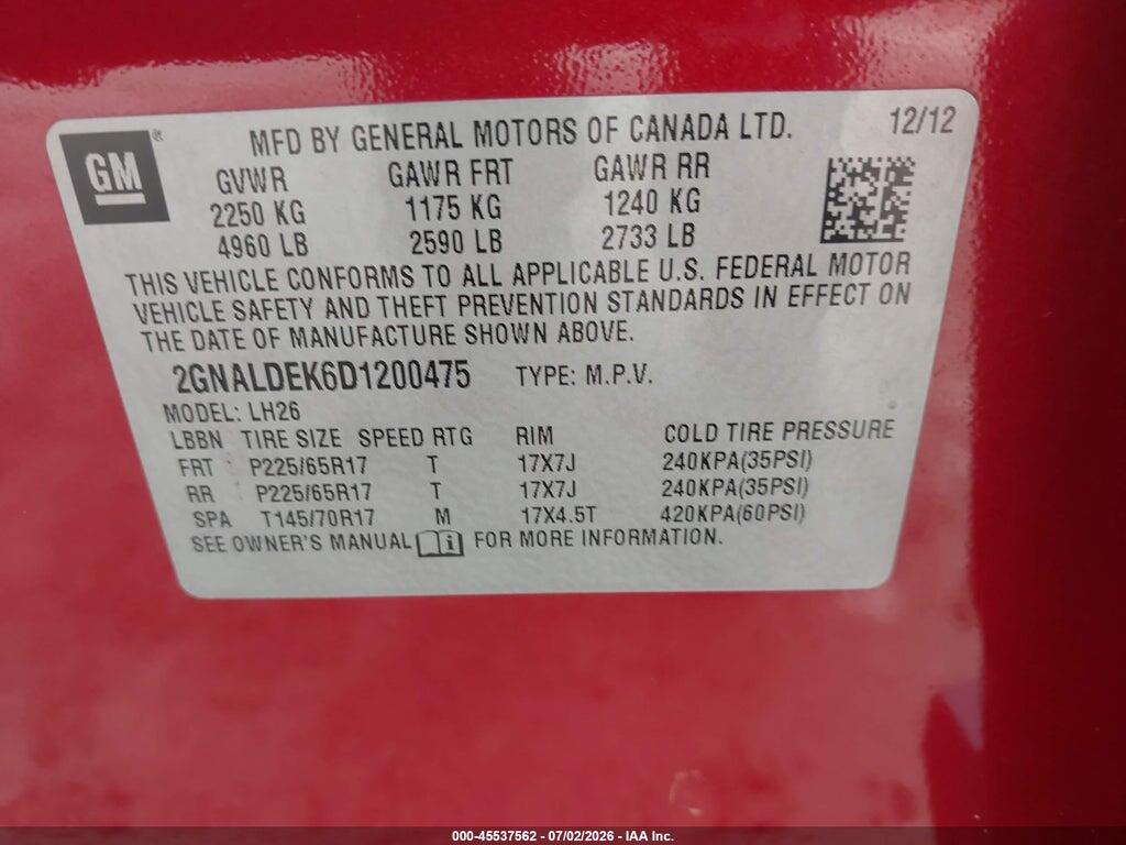 2GNALDEK6D1200475 2013 CHEVROLET EQUINOX photo no. 9
