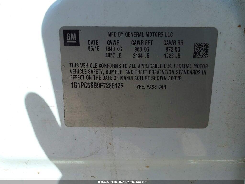 1G1PC5SB9F7288126 2015 CHEVROLET CRUZE photo no. 9