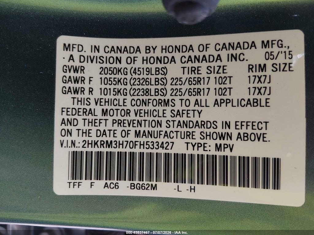 2HKRM3H70FH533427 2015 HONDA CR-V photo no. 9