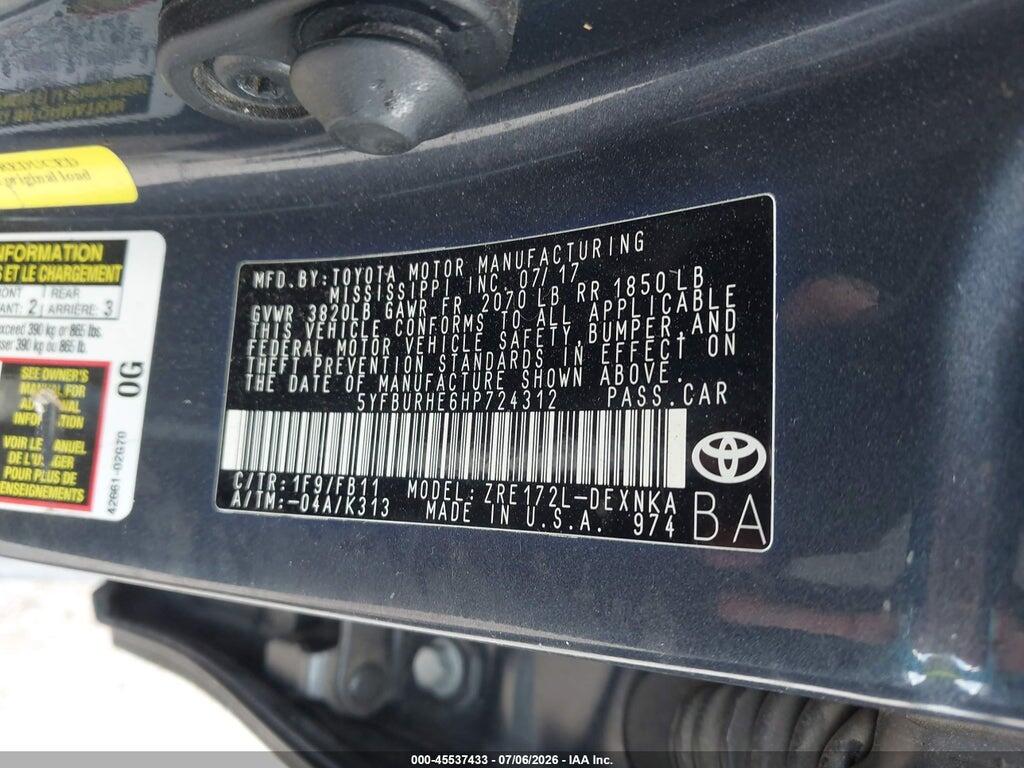 5YFBURHE6HP724312 2017 TOYOTA COROLLA photo no. 9
