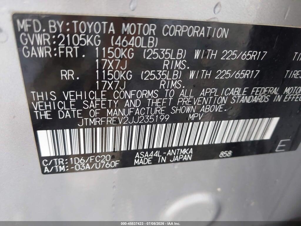 JTMRFREV2JJ235199 2018 TOYOTA RAV4 photo no. 9