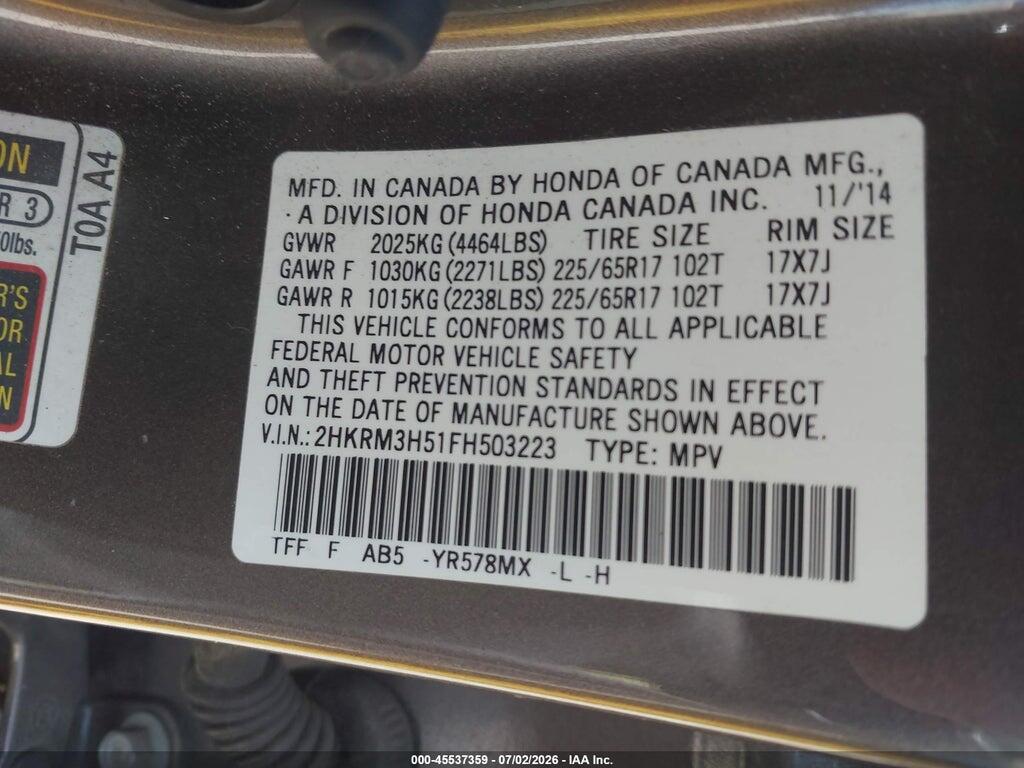 2HKRM3H51FH503223 2015 HONDA CR-V photo no. 9